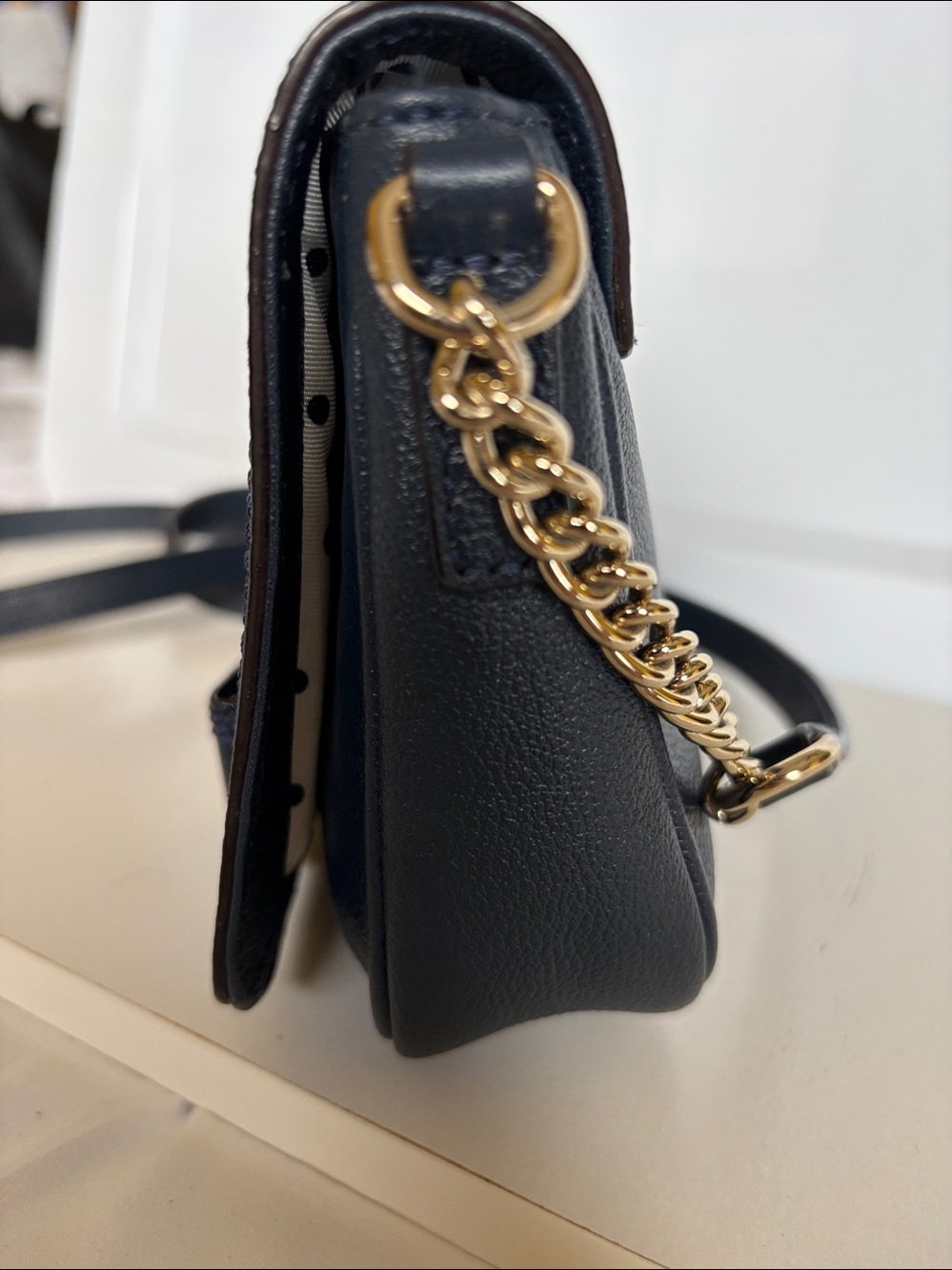 Kate Spade Primrose Hill Little Kaelin Bow Navy leather purse bag crossbody. - Picture 6 of 16